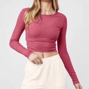 Alo Yoga Gather Long Sleeve Top Shirt Raspberry Sorbet Pink Small S NWT New